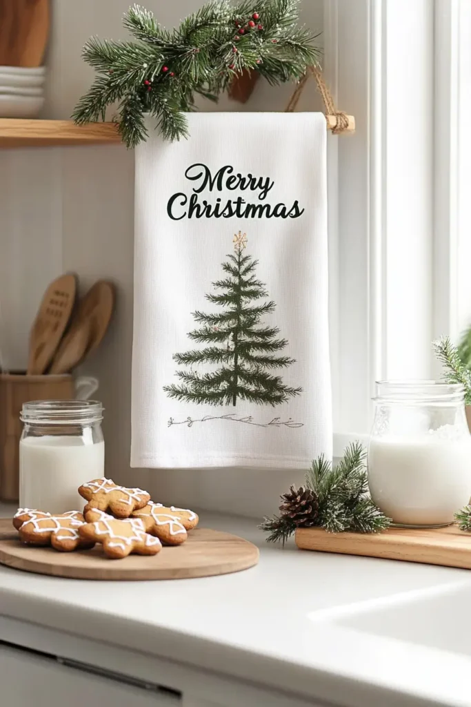 Christmas-themed kitchen textiles and tea towels